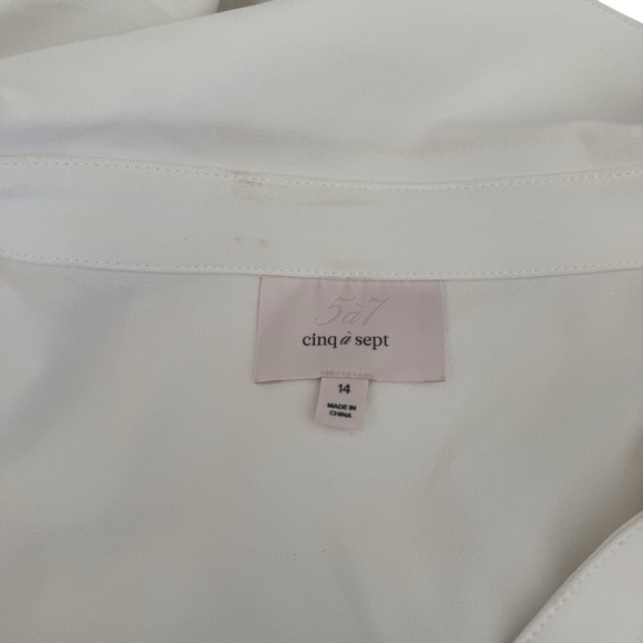 Cinq à Sept - Mini Elina Elegant White Ruched Shirt Dress Sz 14 - Picture 7 of 10